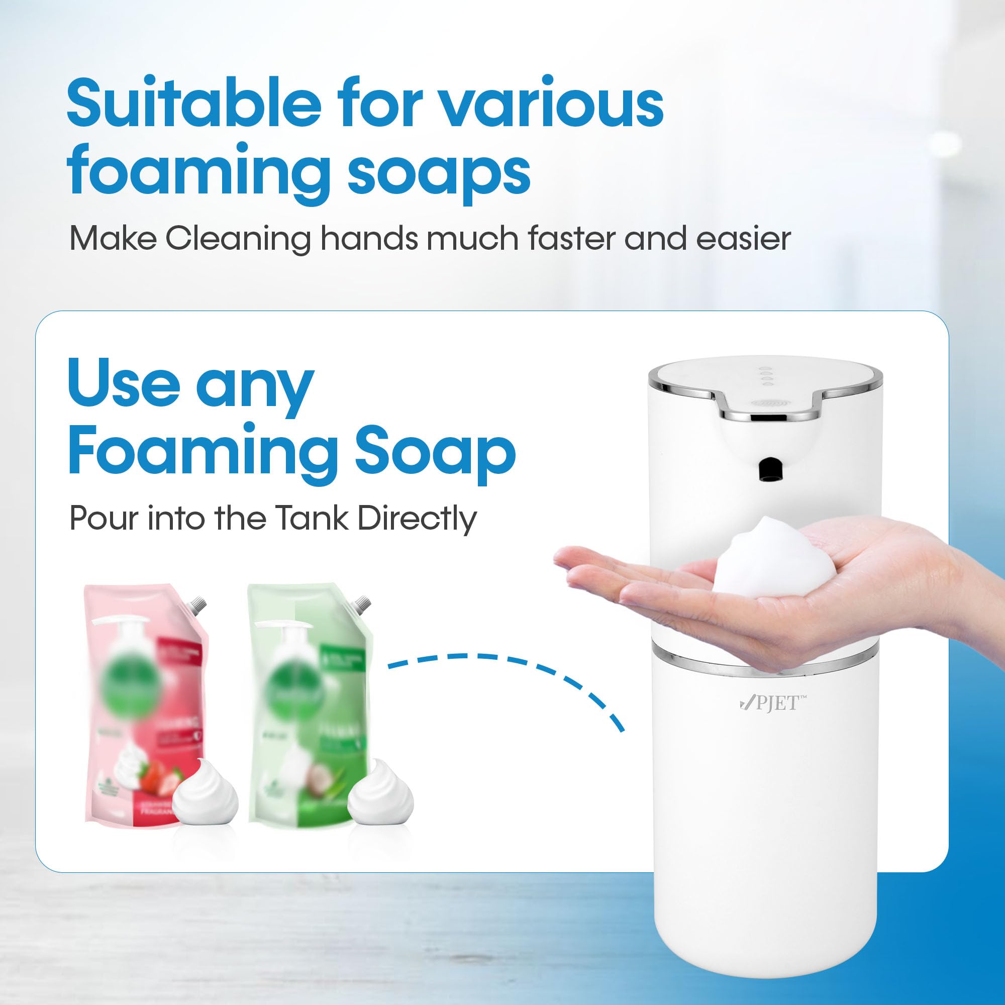 Pjet Automatic Foam Handwash Dispenser | Smart Touchless Soap Holder For Bathroom, Office, Kitchen (350 Ml) Plastic